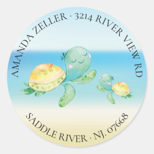 Sea Turtle Baby Shower Return Address Label