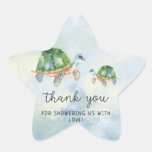 Sea turtle - baby shower thank you  star sticker