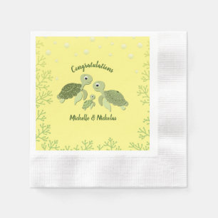 Sea Turtle Baby Shower Yellow Napkin