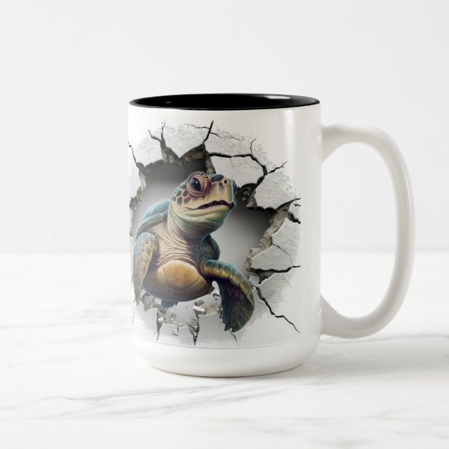Sea turtle background Two-Tone coffee mug (Right)