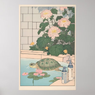 Sea Turtle Bathroom Print Ukiyo-e Japanese Art