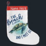 sea turtle beach calling small christmas stocking<br><div class="desc">Sea Turtle,  Beach is calling and I must go</div>