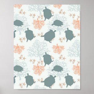 Sea Turtle Beach Decor Watercolor Painting