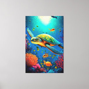 Sea Turtle Beach House Ocean Marine Life Animals Canvas Print