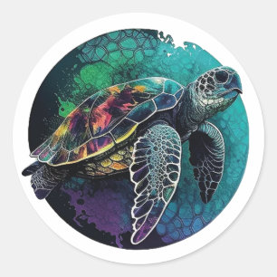 Sea Turtle Beach Lover Ocean Animal Graphic  Classic Round Sticker