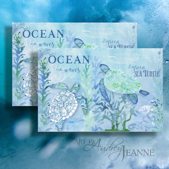Sea Turtle Beach Ocean Sand Blue Decoupage Tissue Paper (Creator Uploaded)