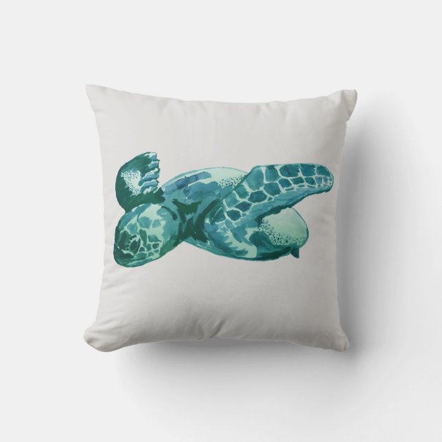 Sea Turtle Beach Painting Pillow (Front)