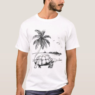 Sea Turtle Beach Sea Palm Turquoise T-Shirt