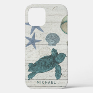 Sea Turtle Beach Shore Rustic Vintage Driftwood iPhone 12 Case