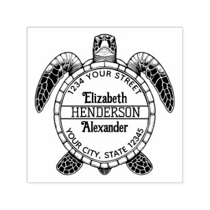 Sea Turtle Belly View Name Return Address Self-inking Stamp