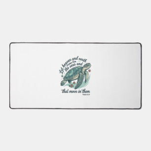 Sea Turtle Bible Verse Vintage Engraving Design_1 Desk Mat