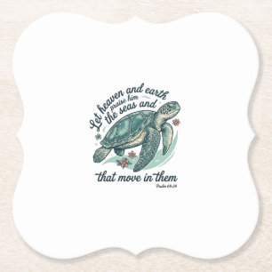 Sea Turtle Bible Verse Vintage Engraving Design_1 Paper Coaster