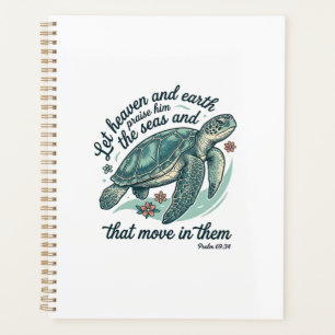 Sea Turtle Bible Verse Vintage Engraving Design_1 Planner