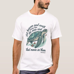 Sea Turtle Bible Verse Vintage Engraving Design_1 T-Shirt