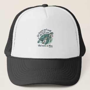Sea Turtle Bible Verse Vintage Engraving Design_1 Trucker Hat
