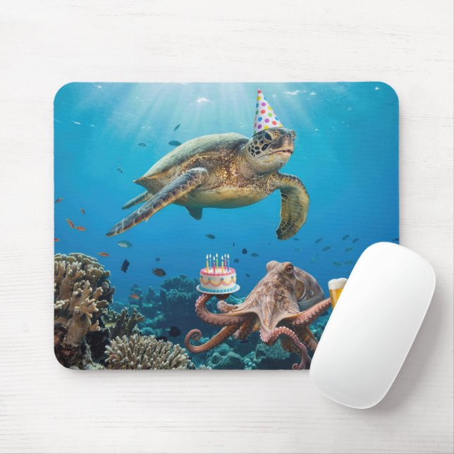 Sea Turtle Birthday Party with Octopus Mouse Mat (With Mouse)