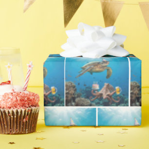 Sea Turtle Birthday Party with Octopus Wrapping Paper