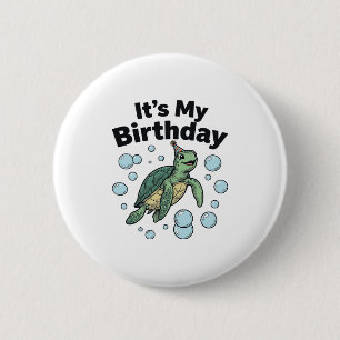 Sea Turtle Birthday Shirt Design_1 6 Cm Round Badge