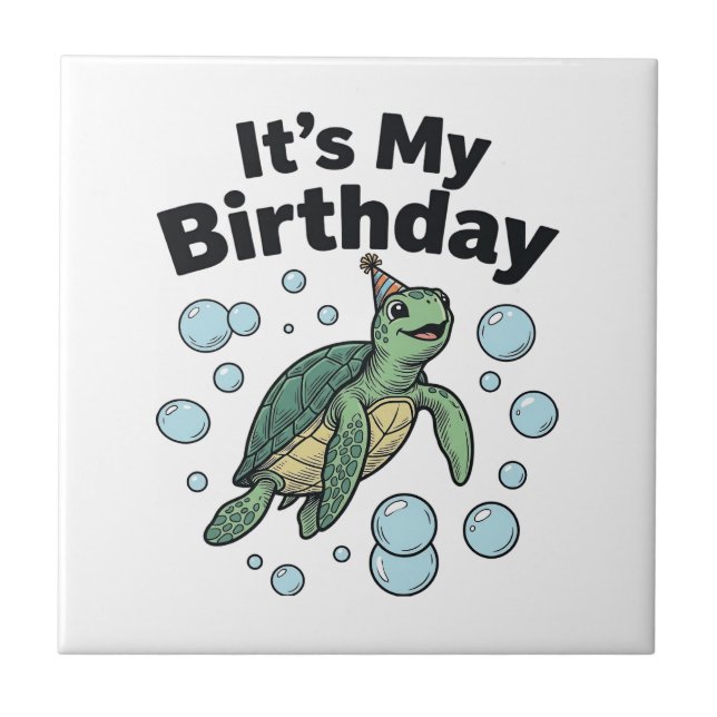 Sea Turtle Birthday Shirt Design_1 Tile (Front)