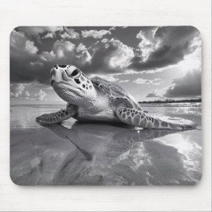 Sea Turtle Black and White Art Mouse Mat