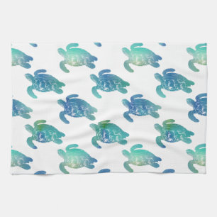 Sea Turtle Blue Green Kitchen Towel