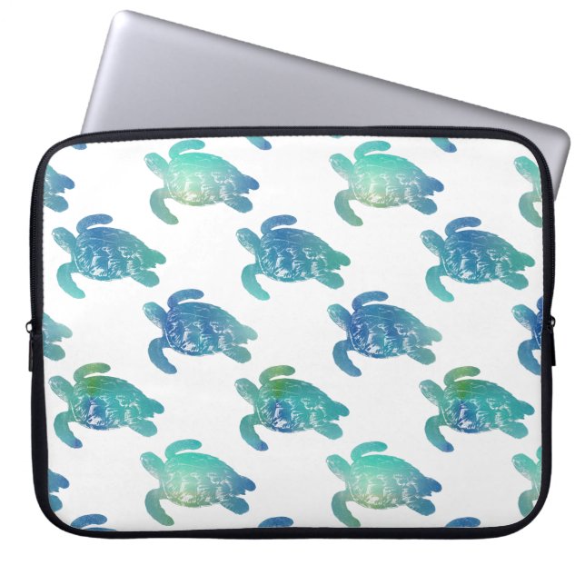 Sea Turtle Blue Green Laptop Sleeve (Front)