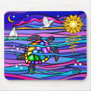 Sea Turtle (blue / pink) Mouse Mat