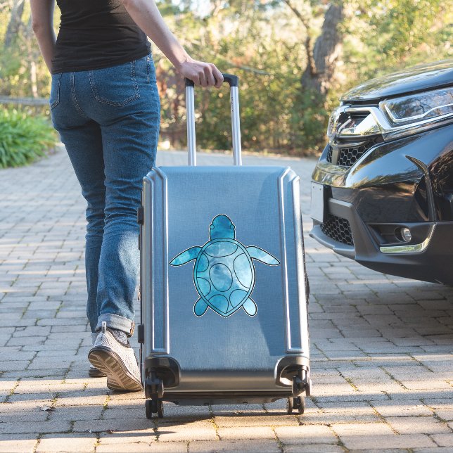 Sea Turtle blue watercolor (Suitcase Insitu)