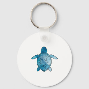 Sea Turtle blue watercolor Key Ring