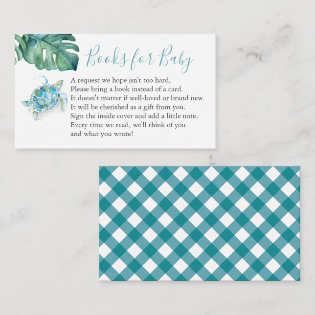 Sea Turtle Book For Baby Invitation Enclosure Card (Front/Back)