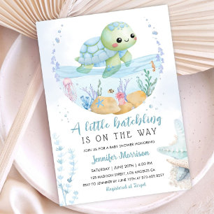 Sea Turtle Boy Baby Shower Cute Little Hatchling Invitation
