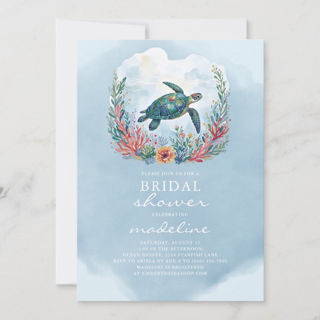 Sea Turtle Bridal Shower Invitation (Front)