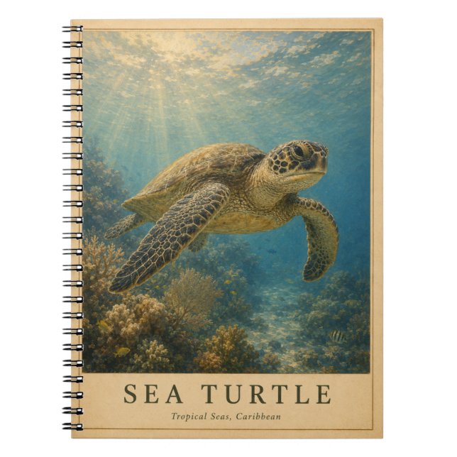 Sea Turtle Caribbean VINTAGE Notebook (Front)