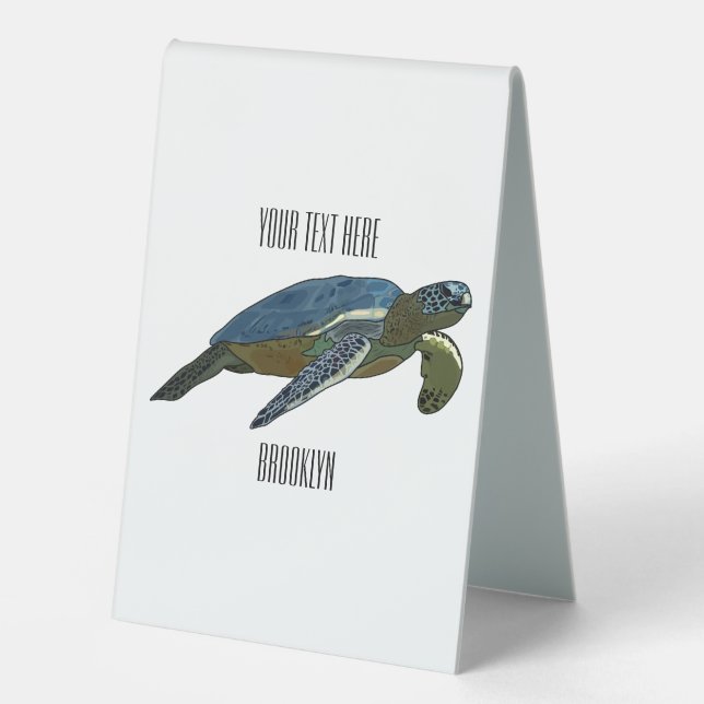 Sea turtle cartoon illustration (Front)