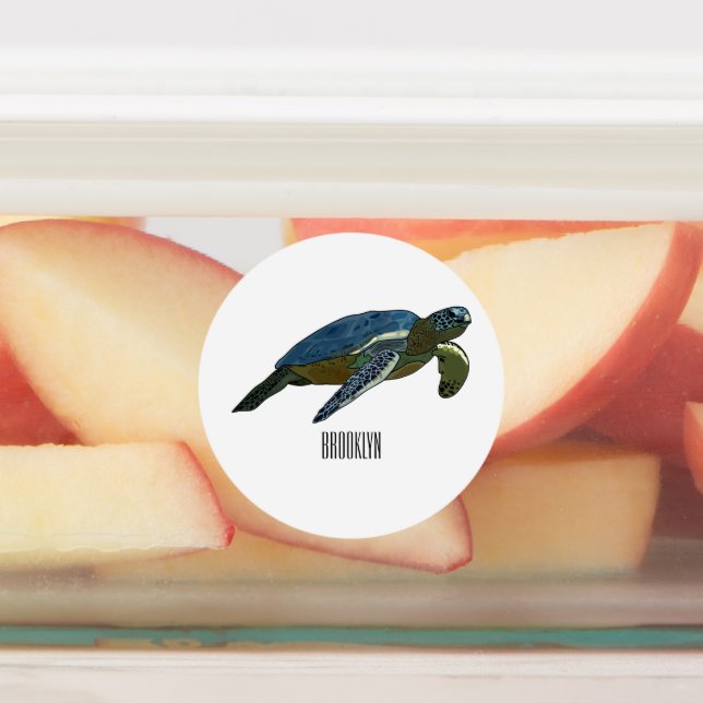 Sea turtle cartoon illustration (Affixed)