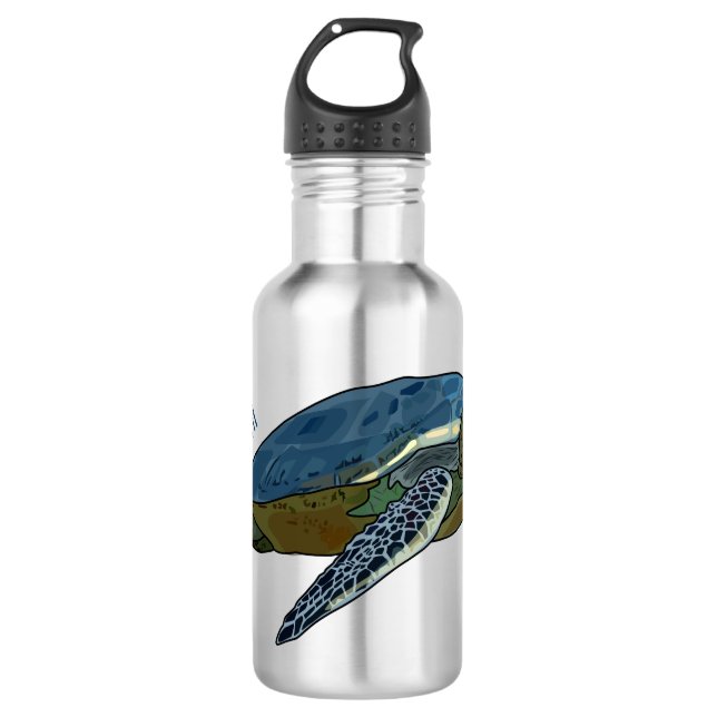 Sea turtle cartoon illustration 532 ml water bottle (Front)