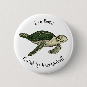 Sea turtle cartoon illustration 6 cm round badge