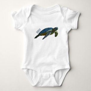 Sea turtle cartoon illustration baby bodysuit