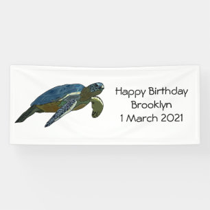 Sea turtle cartoon illustration banner