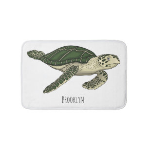 Sea turtle cartoon illustration  bath mat