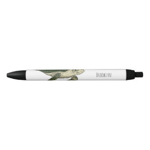 Sea turtle cartoon illustration black ink pen