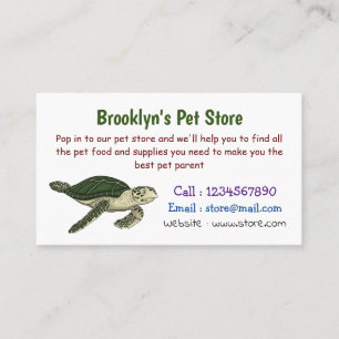 Sea turtle cartoon illustration business card
