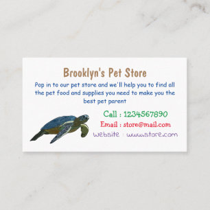 Sea turtle cartoon illustration business card