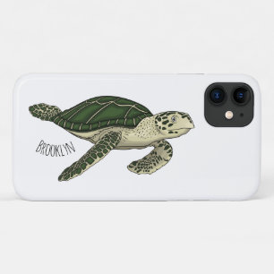 Sea turtle cartoon illustration  iPhone 11 case
