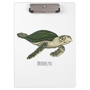 Sea turtle cartoon illustration clipboard