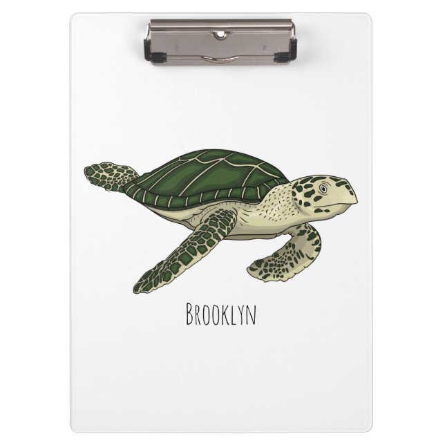 Sea turtle cartoon illustration  clipboard (Front)