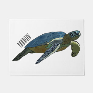 Sea turtle cartoon illustration doormat
