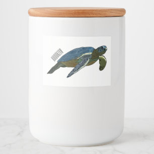 Sea turtle cartoon illustration food label