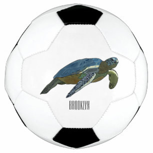 Sea turtle cartoon illustration football