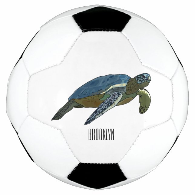 Sea turtle cartoon illustration football (Front)